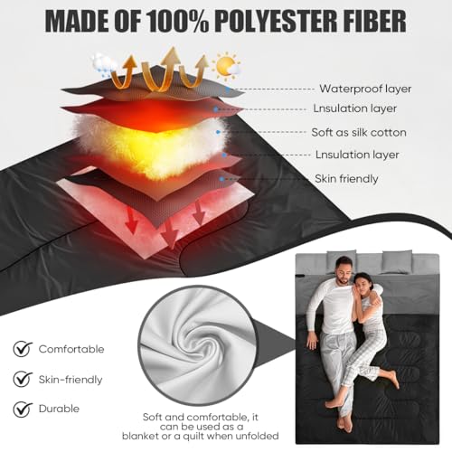 Camping Sleeping Bags for Adults Kids Waterproof Lightweight Sleeping Bag for Cold Weather or Warm Backpacking Hiking Moun...