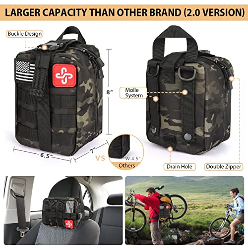 Survival Kit, 250Pcs Survival Gear First Aid Kit with Molle System Compatible Bag and Emergency Tent, Emergency Kit for Ea...