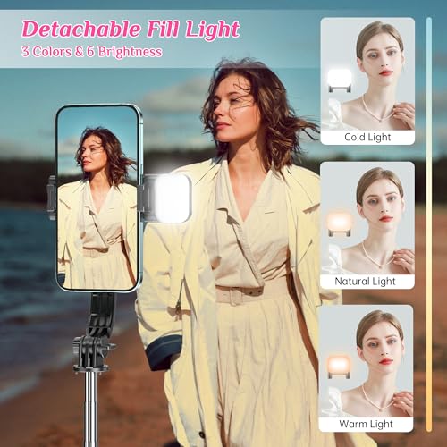 Selfie Stick Tripod with Fill Light, All in One Extendable Selfie Stick with Detachable Wireless Remote, Flexible Phone Tr...