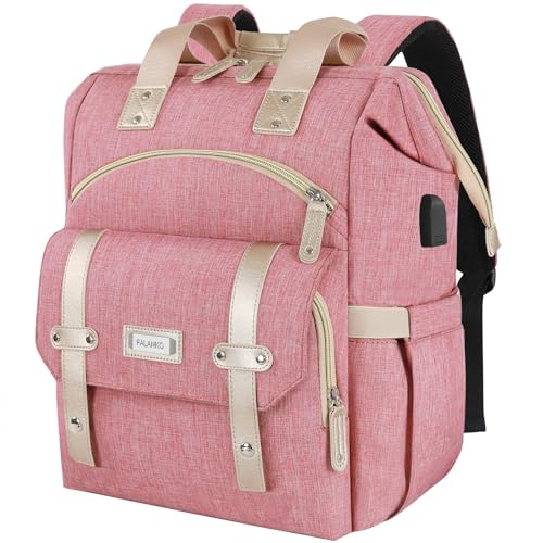 FALANKO Backpack for Women,Wide Open Work Large USB Charging Port Student Bookbag for 15.6 Inch Laptop,Doctor Teacher Nurs...