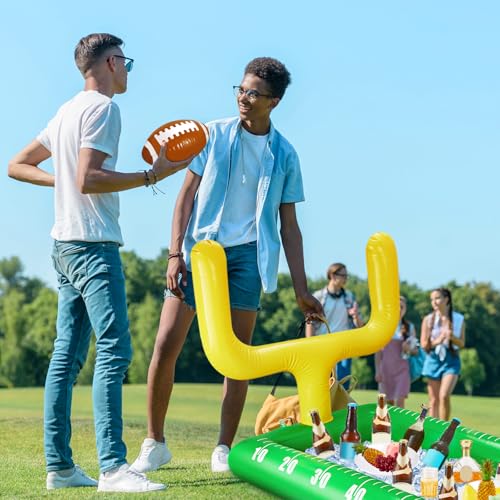 Inflatable Football Field Cooler Football Party Drink Cooler and 2 Pcs Inflatable Beach Balls Buffet for Party Favors for ...