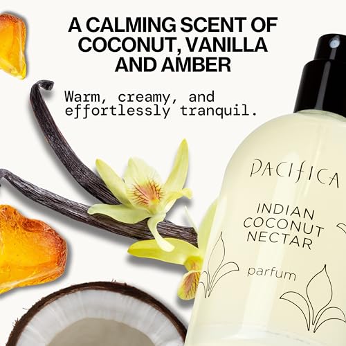 Pacifica Indian Coconut Nectar Spray Perfume, 2 oz – Warm Coconut & Vanilla Gourmand Fragrance for Women Clean Beauty Scent, Long-Lasting Beachy & Layerable, 100% Vegan & Cruelty-Free Made in USA