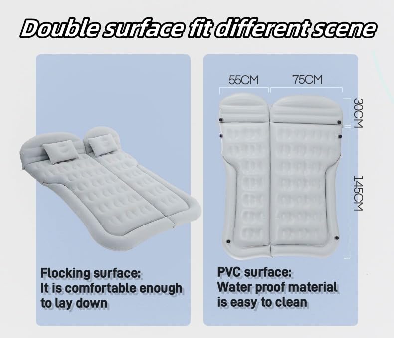 Liphier SUV Air Mattress Camping Bed Car Inflatable Mattress for Truck Backseat - Foldable Air Mattress with Flocking Surf...