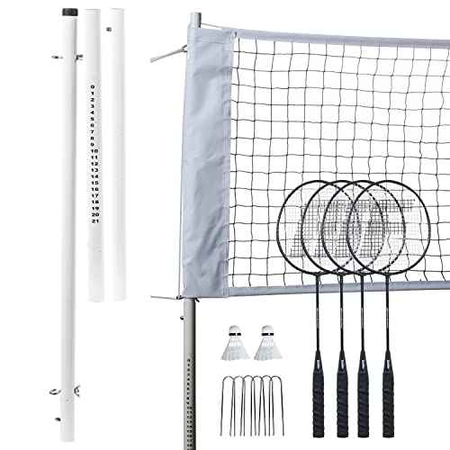 Franklin Sports Badminton Net Sets - Outdoor Backyard + Beach Badminton Net + Equipment Set - (4) Rackets + (2) Birdies + Portable Net Included - Adults + Kids Set