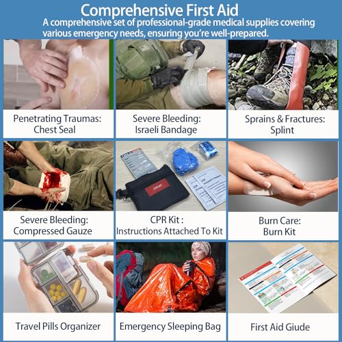Besst Survivor 401 Piece First Aid Kit with Chest Seals -Labeled, Expandable & Mountable, Emergency Medical Kit for Home, ...