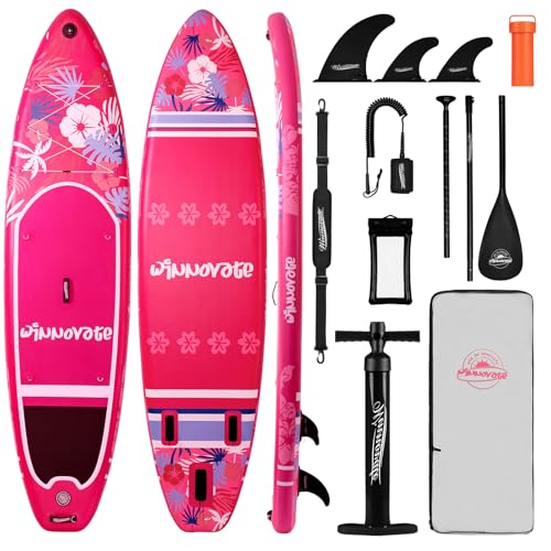 WNOVA Inflatable Paddle Boards for Adults and Youth, 11'x33 Wood Grain Stand Up Paddle Board with SUP Accessories, Portabl...