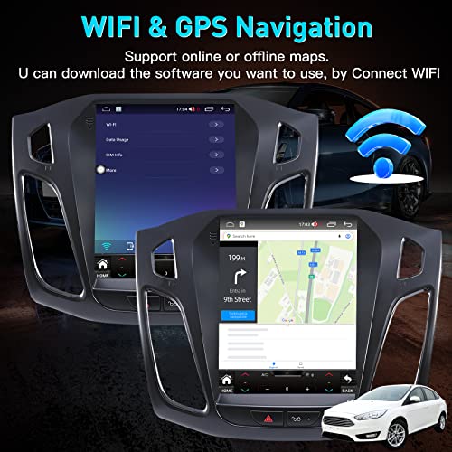 Ford Focus Car Stereo Radio 2012-2018 with Carplay/Android Auto, 10.4 Inch IPS Touch Screen Replacement with GPS Navigatio...