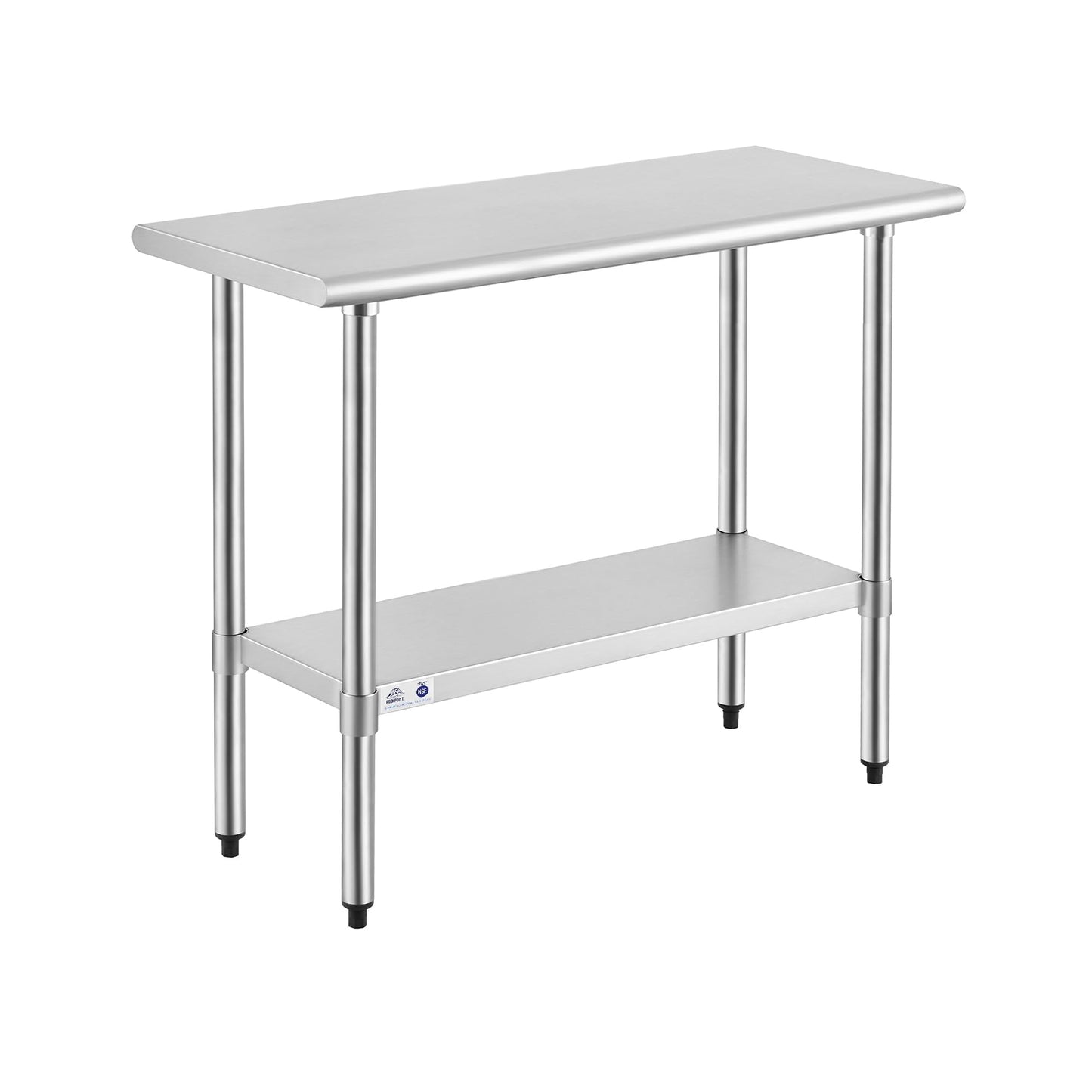 ROCKPOINT Stainless Steel Table for Prep & Work 18x36 Inches, NSF Metal Commercial Kitchen Heavy Duty Table with Adjustable Under Shelf and Table Foot for Restaurant, Home and Hotel