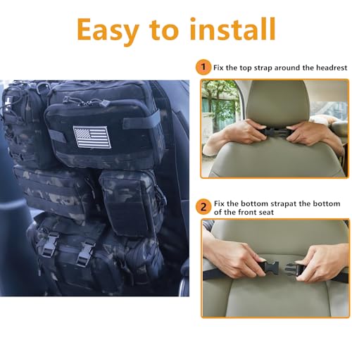 Universal Tactical Car Seat Back Organizer Bag Tactical Molle Vehicle Organizers Panel Vehicle Protector Organizers with 5...