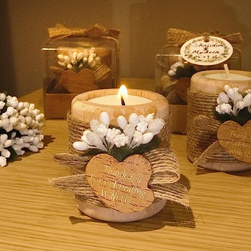 12PCS Wooden Tealight Candle Holders, Wedding Thank You Favors for Guests, Baptism/Bridal Shower Centerpieces for Tables, ...