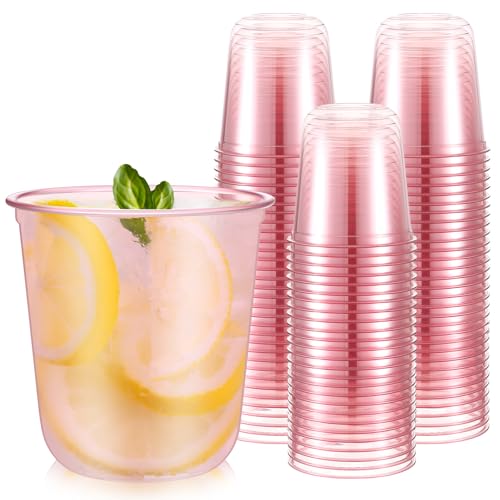 Ziliny 50 Pcs Disposable Stemless Glasses 12oz Crystal Plastic Wine Glasses Clear Classic Pet Cup for Meeting Weddings Bir...