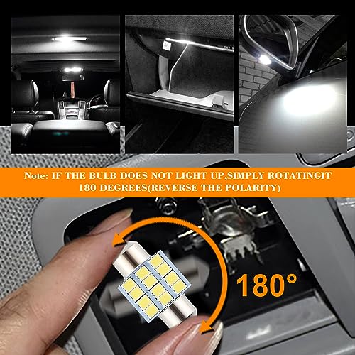 iFunyLED 24 Pieces Dome Light LED Car Interior Bulb Kit Set 194 T10 DE3175 578 31mm 42mm Bulbs Interior Replacement Lights...