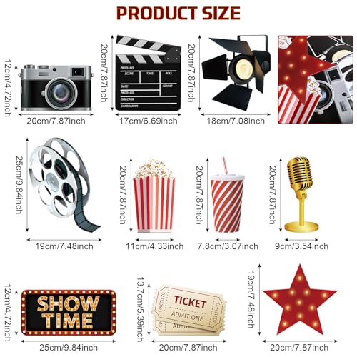 Tallew 12 Pieces Movie Night Party Decorations Now Showing Banner Red Carpet Backdrop Double Sided Printing Red Carpet Cut...