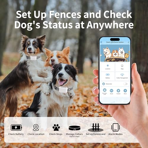 GPS Wireless Dog Fence System with App Control - No Subscription & No Wire, up to 984 FT IPX7 Waterproof Electric Pet Cont...