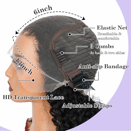 Kinky Curly Lace Front Wigs 13x6 HD Lace Front Wig for Women Short Curly 14 Inch Pre Plucked with Baby Hair 12A 180% Afro Human Hair Wigs