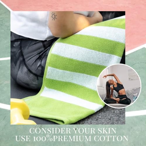 Luzia Striped Workout Towel for Sweat (Pack of 2) - Premium Quality 100% Turkish Cotton - Lightweight and Super Absorbent ...