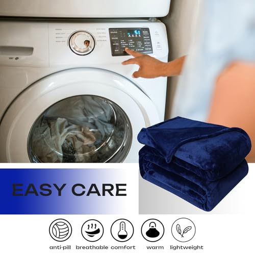 Fleece Plush Throw Blanket Navy Blue(50 by 60 Inches),Super Soft Fuzzy Cozy Flannel Blanket for Couch Sofa.Microfiber Blan...