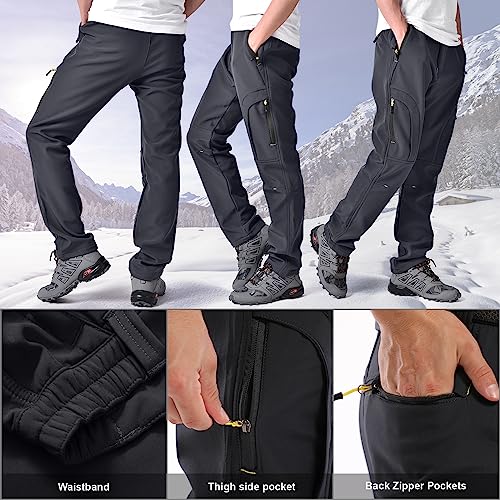 Toomett Men's hiking Snow Pants Skiing Winter Insulated Fleece lined Outdoor Water Repellent camping,walking,fishing