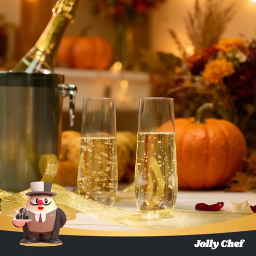 JOLLY CHEF 36 Pack Stemless Plastic Champagne Flutes 9 oz, Crystal Clear Stemless Plastic Toasting Glasses, Clear Disposab...