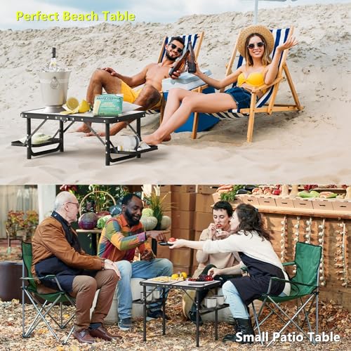 Titanker Folding Camping Table Small 2ft, Small Camp Table Portable with 50% Extra Space, Folding Picnic Table, Portable B...