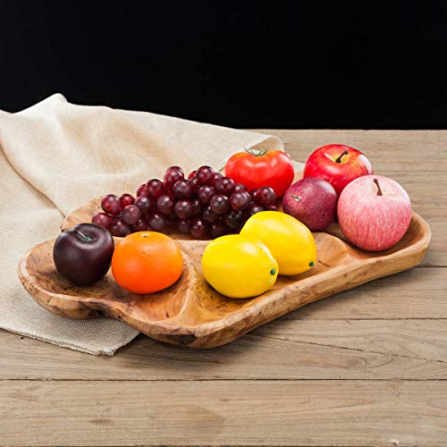TJ Global Natural Root Wood Serving Platter Tray Board for Cheese, Appetizer, Charcuterie, Bread, Snacks, or Decor Display...