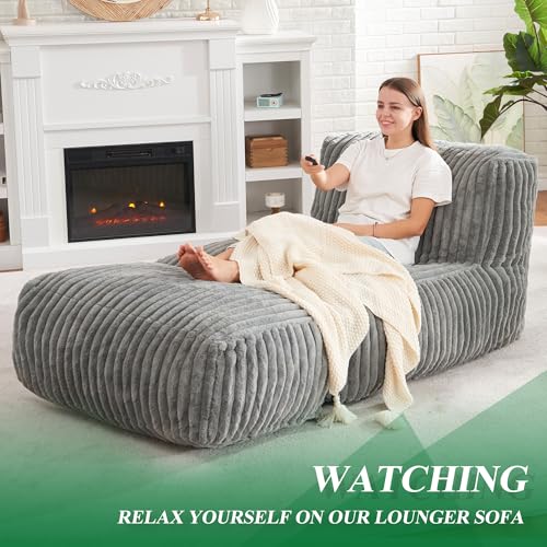 Hobestluk Big Bean Bag Lounger Chairs Large Beanbag Chair for Adults Bean Bag Sofa with Memory Foam Filled for Living Roo...