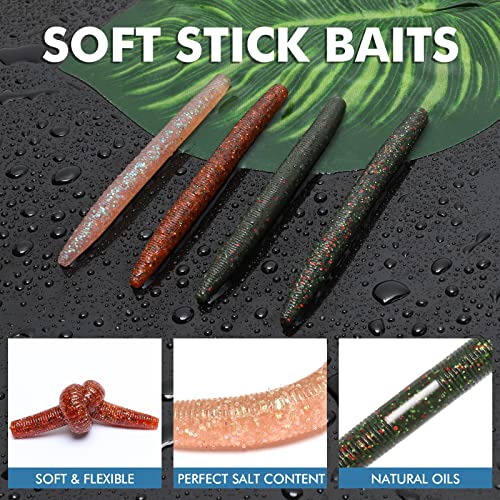 Gotour Weedless Soft Fishing Lures for Freshwater and Saltwater, Premium Pre-Rigged Jig Head Paddle Tail Swimbaits for Bas...