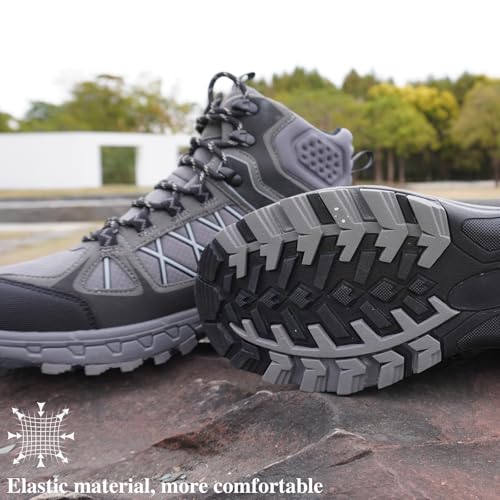 Queday Waterproof Hiking Boots Mens Lightweight Walking Shoes Daily Hike Trekking Trail Outdoor Camping Climbing