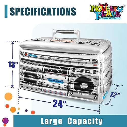 Novelty Place Inflatable Boombox Cooler - Large Capacity Ice Bucket Drink Cooler Blow Up Stereo Decoration for 80s 90s The...