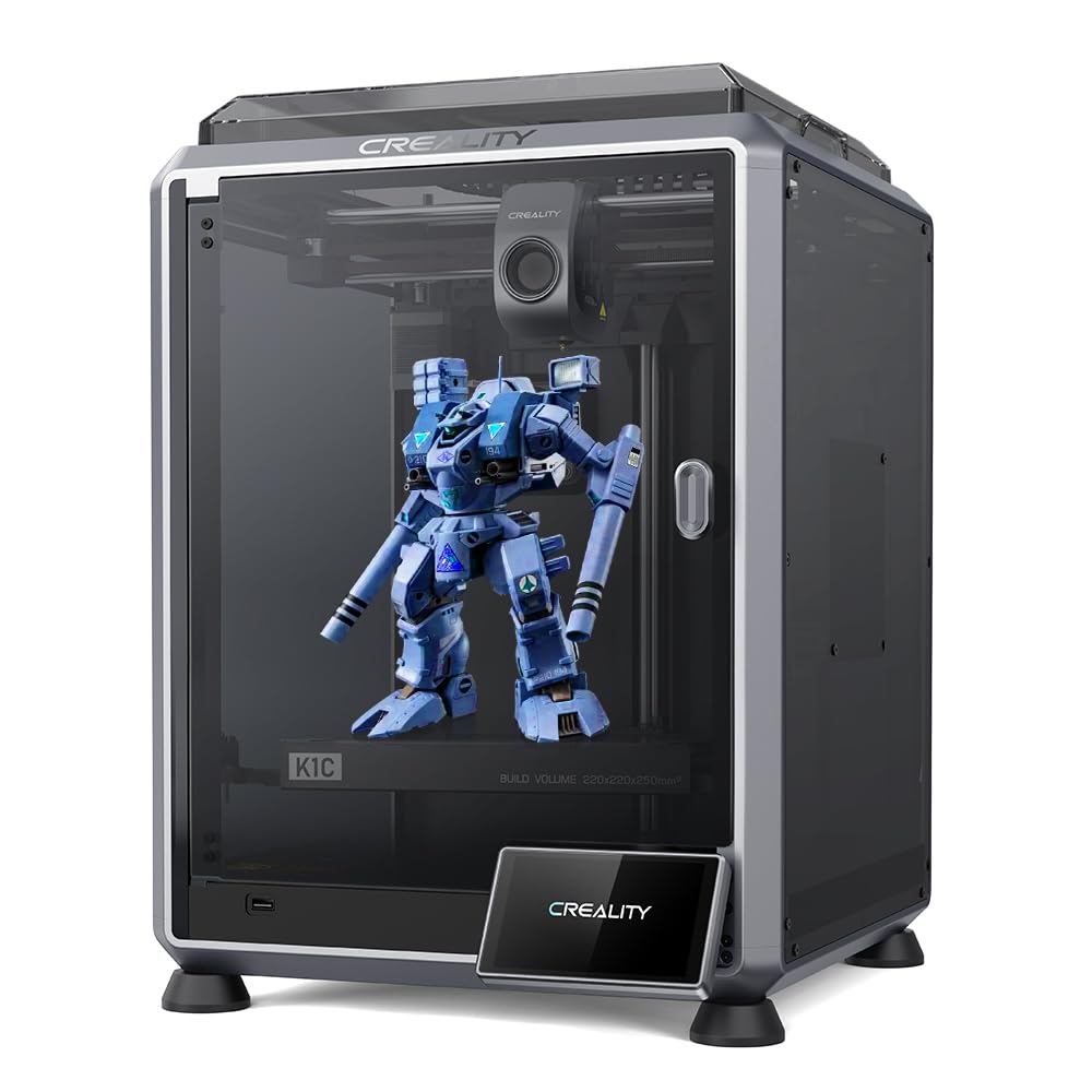 Creality K1C 3D Printer, 3D Printers with 600mm/s Fast Printing Speed, Support Carbon Fiber Filament 300℃ High-Temp Print, Auto Leveling and Clog-Free Direct Extruder 8.66x8.66x9.84 inch