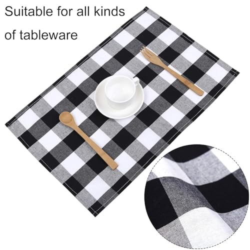 Aneco 4 Pack Buffalo Plaid Placemats Checkered Place Mats Double Layer Placemats 13 x 19 Inches Decorative Kitchen Cotton ...