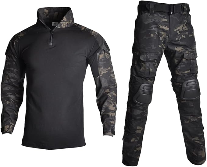 Lilychan Mens Tactical Military Suits Long Sleeve Rip-Stop Uniforms Combat Shirt and Pants Elbow Knee Pads