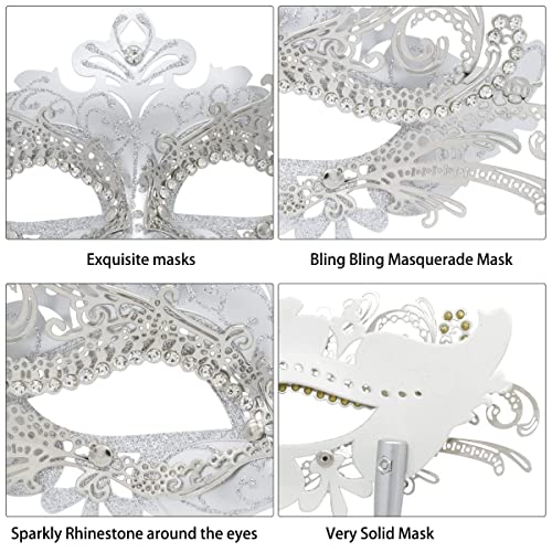 Coddsmz Masquerade Mask with Stick Venetian Mask Mardi Gras Decorations for Womens Halloween Costume Mask