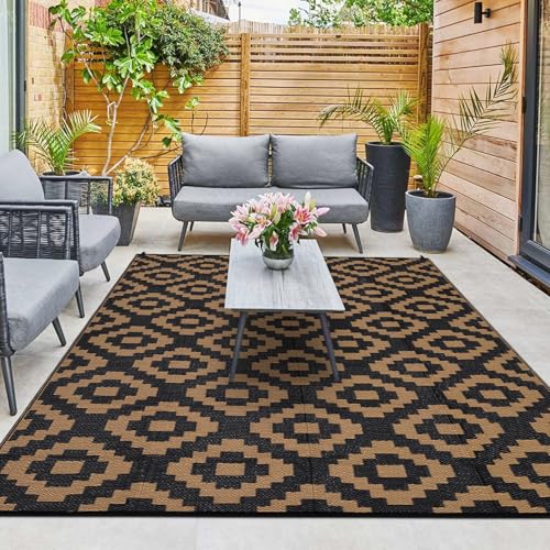 Garvee Waterproof Outdoor Rug 8x10, Outside Plastic Grass Mat for Camping, Modern Reversible Straw Rug Backyard Floor Mat ...