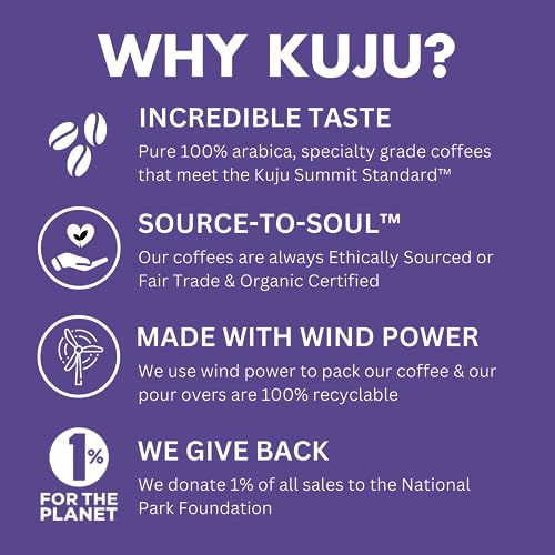 Kuju Coffee Premium Pour Over Camping Coffee Singles - 6 Pack Bold Awakening, Dark Roast - Superior Instant Coffee Packets...