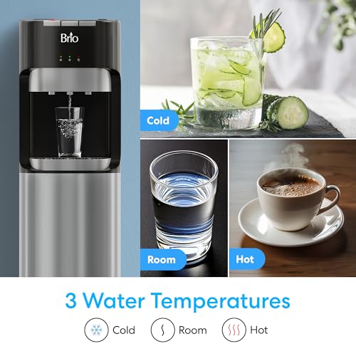 Brio Bottom Loading Water Cooler Dispenser for 5 Gallon Bottles - 3 Temperatures with Hot, Room & Cold Spouts, Child Safet...