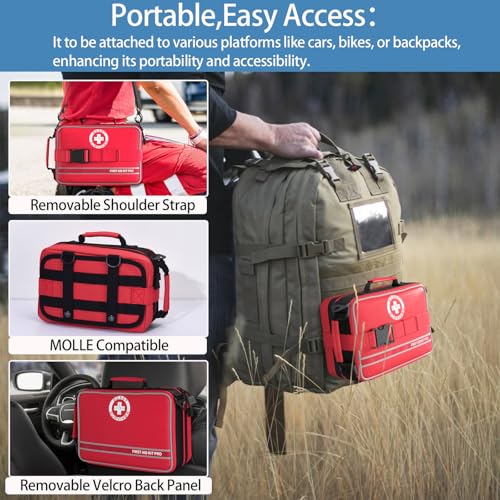 Besst Survivor Comprehensive First Aid Kits- Advanced Trauma Kits with Labeled Compartments, Large Emergencies Medical Kit...