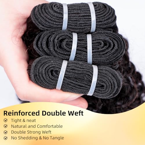 MsSunlight Burmese Curly Bundles Human Hair 100% Unprocessed Quick Weave 15A Water Wave with Spiral Curly End Real Human Hair Extensions Natural Black 24 Inch