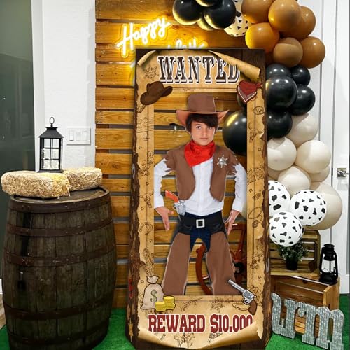 4.5ft Tall Life Size Stand in West Wanted Photo Booth Props Selfie Frames, Western Photo Booth Props for Western, West Cow...