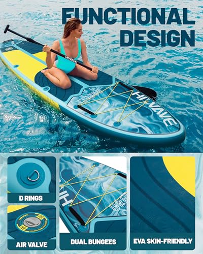 Hiwave Inflatable Stand Up Paddle Board 11’*34”*6” Sup Board, 420lbs Capacity Adult&Youth Paddle Board, Pet Friendly for O...