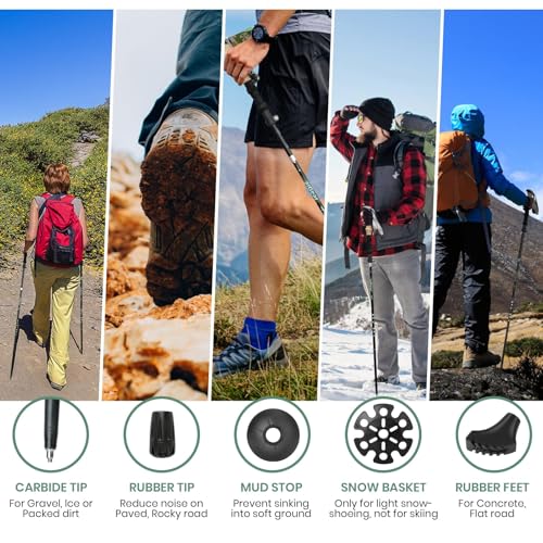 aiGear 2 Pack Collapsible Lightweight Trekking Poles, Adjustable 7075 Aluminum Hiking Poles with Anti-Shock EVA Foam Grips...