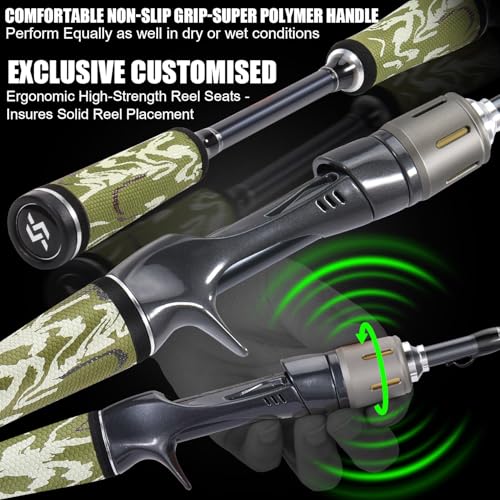 Sougayilang Baitcaster Combo, 30Ton+24Ton Graphite 2-Piece Blanks Casting Fishing Rod,SuperPolymer Handle,“S” Style Hook K...
