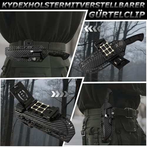 xiaotianlai Survival Knife with Fire Starter and Kydex Sheath,10.16" Full Tang Fixed Blade Hunting Knife with G10 Handle f...
