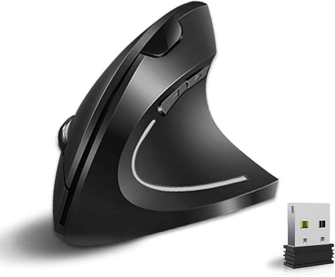 Vassink Ergonomic Wireless Mouse, Rechargeable Mouse 2.4Hz Vertical Wireless Optical Mice with USB Receiver, 6 Buttons for...