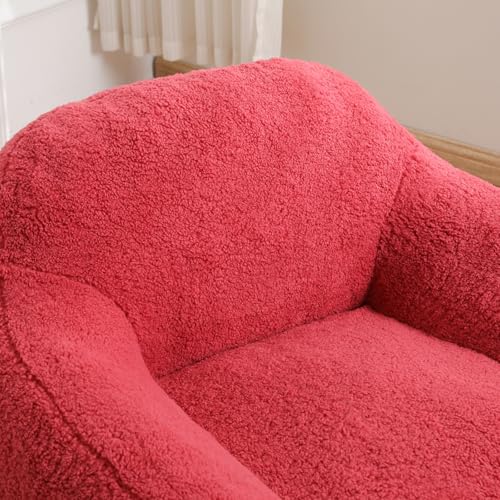 Bean Bag Chair Memory Foam Bean Bag Chairs for Adults Lazy Floor Sofa Bean Bag Couch with Armrests for Living Room Bedroom Adult Bean Bag Chair (Rose Red)