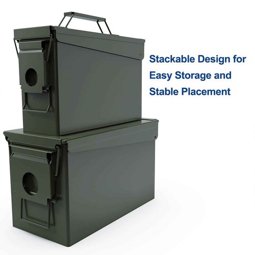 HARDROCK Ammo Can Metal Ammo Box Storage Crate case for Shotgun Bullet Rifle Nerf Ammunition Waterproof case-Gard Organizer (50 Caliber-Green-4pcs)