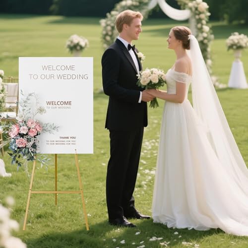 Gold Easel Stand for Sign, Heavy Duty Easel, 4-Tier AdjustableArt Easel for Painting, Wedding Sign1pc