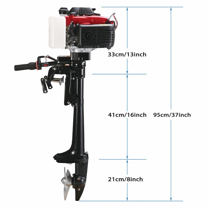 4-Stroke 4HP Outboard Motor, Gas Powered Boat Engine, Air Cooling Outboard Boat Motor, Lightweight Portable Outboard Motor...
