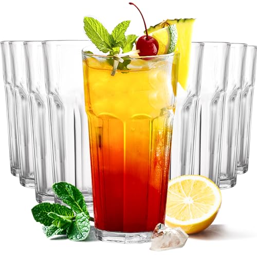Etolies Highball Drinking Glasses Set of 9, Water Glasses 16 oz,Iced Tea Glasses for Water, Juice, Cocktails,Milkshake,Cok...