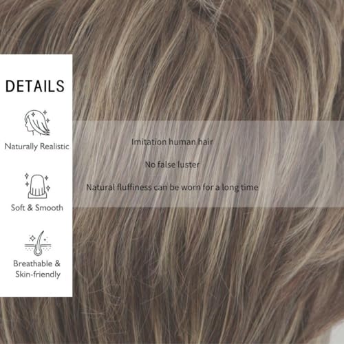 Swiking Men Wig Short Blonde Brown Layered Natural Synthetic Hair Full Wigs for Male Guy Daily Party Wear (Brown Blonde)